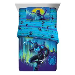 Walmart Blue Beetle Kids Twin Bed-in-a-Bag, Comforter and Sheets, Blue, Warner Brothers offer