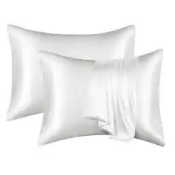 Walmart Debonair Satin Pillow Case, 2 Pack Satin Queen Silk Pillowcase for Hair and Skin, 20x30, White offer