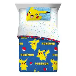 Walmart Pokemon Kids 6 Piece Reversible Comforter, Bed in a Bag, Full offer