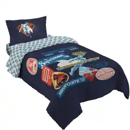 Walmart Superman Kids 4 Piece Reversible Comforter Set, Blue Gray, Twin Bed in a Bag offer