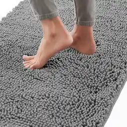Walmart GORILLA GRIP Chenille Bath Rug 24x17, Rubber Backing Quick Dry Washable Microfiber Mats, Grey offer