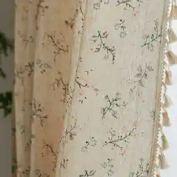 Walmart Seasonwood Floral Curtains for Living Room,Semi-Blackout Linen Curtains,1 Panel,52 x 84 offer