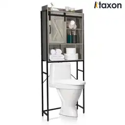Walmart Ktaxon 3-Shelf Over The Toilet Bathroom Storage Cabinet and Shelf with Sliding Barn Door, Retro Gray offer