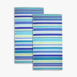 Walmart Mainstays Everyday Yarn Dyed Cool Variegated Stripe Cotton-Blend Velour Beach Towel, 30 X 60, 2 Pack offer