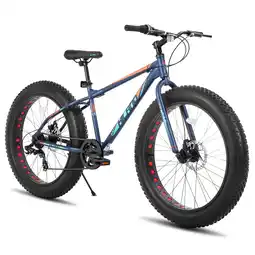 Walmart Hiland Fat Tire Bike, Shimano 7-Speed, Dual-Disc Brakes, 26 inch Trail Mountain Bike, Blue offer