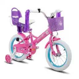 Walmart JOYSTAR Little Daisy 12 Inch Kids Bike with Basket Bike Streamers Toddler Cycle Bikes, Fuchsia offer