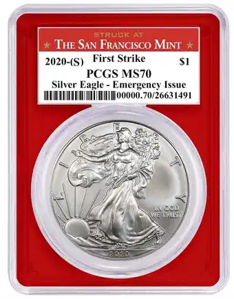 Walmart American Silver Eagle Coin 2020 Emergency Issue PCGS MS70 San Francisco Struck offer