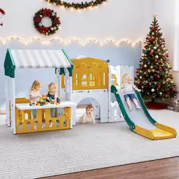 Walmart WFUN 9 in 1 Indoor Infant Toddler Playground Slides Playset for Backyard Home, Yellow & Green offer