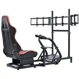 Walmart Marada Racing Sim Cockpit with Seat & Triple Monitor Stand Fit for Logitech G29 G923 Thurstmaster offer