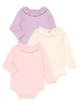 Walmart Garanimals Baby Girls Pointelle Bodysuits with Long Sleeves, 3-Pack, Sizes 0-24 Months offer