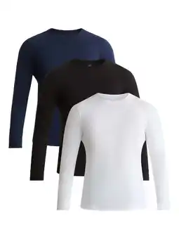 Walmart Men's and Big Men's Cotton Crewneck Tee with Long Sleeves, 3-Pack, Sizes XS-3XL offer