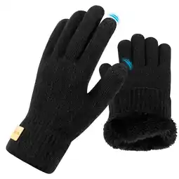 Walmart Men's Winter Warm Gloves Touch Screen Thermal Knit Black for Men and Women offer