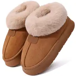 Walmart Women's Bootie Slippers Memory Foam Furry Slipper Non-slip House Shoes with Fluffy Collar offer