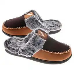 Walmart Women's Comfy Fuzzy House Slipper Scuff Memory Foam Slip on Warm Moccasin Style Indoor Outdoor offer
