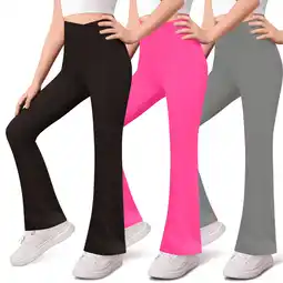 Walmart 3-Pack Girls Leggings- High Waist Wide Leg Flare Leggings for Girls Clothes Made in USA offer