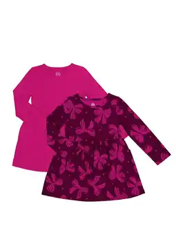 Walmart Girls Play Dress with Long Sleeves, 2-Pack, Sizes 4-18 & Plus offer