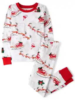 Walmart Kids Unisex Matching Family Santa Sleigh Snug Fit Cotton Pajamas, Sizes 4-16 offer