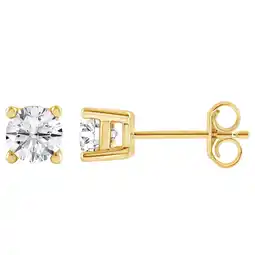 Walmart Women's 1 Carat T.W. Round Cut Lab Grown Diamond Stud Earrings Sterling Silver Yellow Plating offer