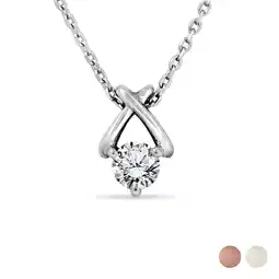 Walmart Certified X-Shaped Round Cut Lab Grown Diamond Pendant Necklace in 18K White Gold Over Silver offer