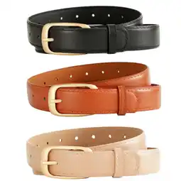Walmart Belts for Women with Fashion Gold Buckle Leather Belts for Jeans Pants Dresses,3 pack offer