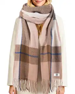 Walmart Womens Scarf,Unisex Winter Long Tassel Plaid Scarves,Plaid Gray offer
