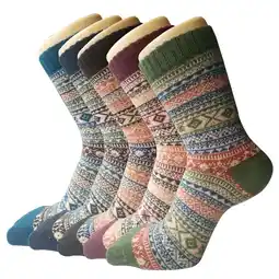 Walmart Wool Socks for Women, 5 Pairs Ladies Cozy Boot Winter Thermal Warm Thick Socks Size 5-9 offer