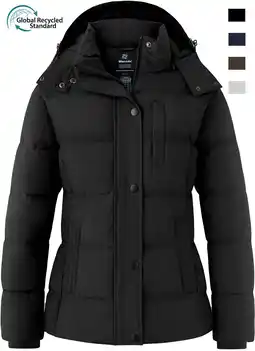 Walmart Women's Recycled Winter Coats Hooded Puffer Jacket Insulated Warm Winter Jacket Black M offer