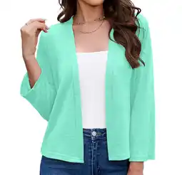 Walmart Women's 3/4 Sleeve Shrugs Lightweight Open Front Cropped Cardigan for Women,US Size,L,Pink green offer