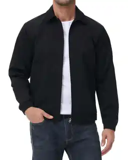 Walmart Men's Lightweight Jackets Casual Windbreaker Zip Up Collared Jacket Golf Windproof Coat Black XL offer