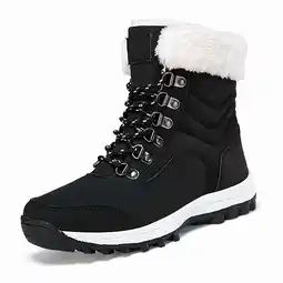 Walmart Women's Snow Boots Cozy Insulated Faux Fur Lined Waterproof Mid-Calf Winter Boots, Black offer