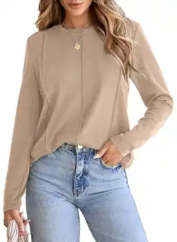 Walmart Women's Lightweight Pleated Sweater Fall Long Sleeve Crewneck Knit Loose Fit Sweaters offer