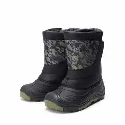 Walmart Kids Snow Boots Boys & Girls Winter Waterproof Mid-Calf Outdoor Warm Shoes Black/Army Camo Size 3 offer