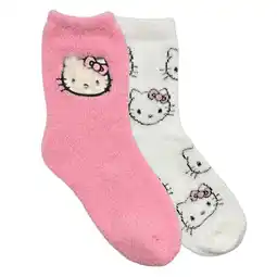 Walmart Hello Kitty Women's Cozy Crew Socks with Faux Fur Patch, 2-Pack, Size 4-10 offer