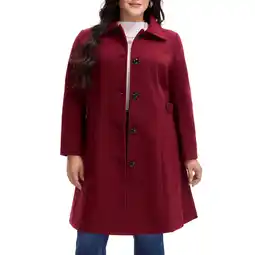 Walmart Women's Plus Size Winter Coats Single Breasted Jackets Long Trench Coats 1X Burgundy offer
