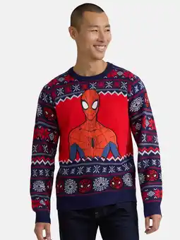 Walmart Marvel Men’s and Big Men’s Spider-Man Graphic Ugly Christmas Sweater, Heavyweight Sizes S-2XL offer