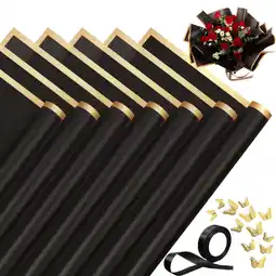 Walmart Lefiocky 20 Flower Wrapping Paper Sheet with 12 Pcs 3D Gold Butterflies and Ribbon Set offer