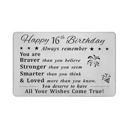 Walmart DEGASKEN Birthday Greeting Cards for 16-Year-Olds, Unisex Metal Wallet Cards offer