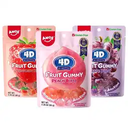 Walmart Amos 4D Gummy Mixed Fruit Gummies, Strawberry - Peach - Grape, 2.29 oz (3 Pack) offer