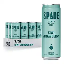 Walmart Spade Premium Natural Soda Zero Sugar Kiwi Strawberry (12 Pack, 12 oz Cans) offer