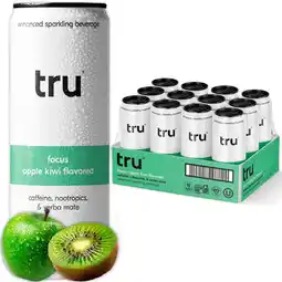 Walmart Tru Focus Sparkling Water Apple Kiwi Flavored Nootropic Drink 12 Pack 12 oz offer