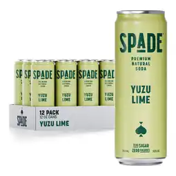 Walmart Spade Premium Natural Soda Zero Sugar Yuzu Lime (12 Pack, 12 oz Cans) offer