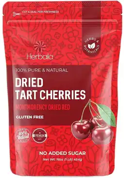 Walmart Herbaila Unsweetened Dried Montmorency Tart Cherries, 16 oz No Added Sugar offer