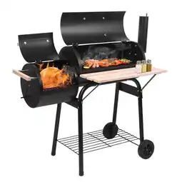 Walmart Zimtown BBQ Charcoal Grill Outdoor Barbecue Pit with Offset Smoker Patio Backyard Black offer