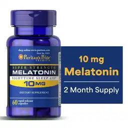 Walmart Puritan's Pride Super Strength Melatonin 10mg Rapid Release Capsules, 60-Count offer