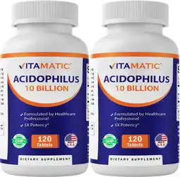 Walmart Vitamatic Acidophilus Probiotic - 10 Billion CFU - 2 Pack, 120 Tablets Each offer