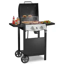 Walmart LHRIVER 2 Burner Gas Grill with Side Table, Portable Outdoor Barbecue Cooking BBQ, 20000BTU offer