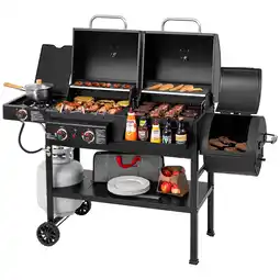 Walmart Royal Gourmet ZH3005Y 2-Burner Gas and Charcoal Combo Grill with Offset Smoker & Side Burner offer