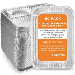Walmart 50 Pack Grill Drip Pans Compatible with Weber 64158.5 x 6Disposable Aluminum Foil BBQ Grease Trays offer