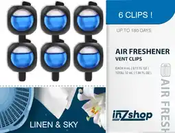 Walmart Car Freshness Vent Clip for Car Air Blue Sky 6ct by KME offer