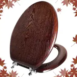 Walmart Angol Shiold Wood Elongated Toilet Seat, Easy Clean, Metal Hinges ( Elongated 18.5'', Dark Walnut ) offer